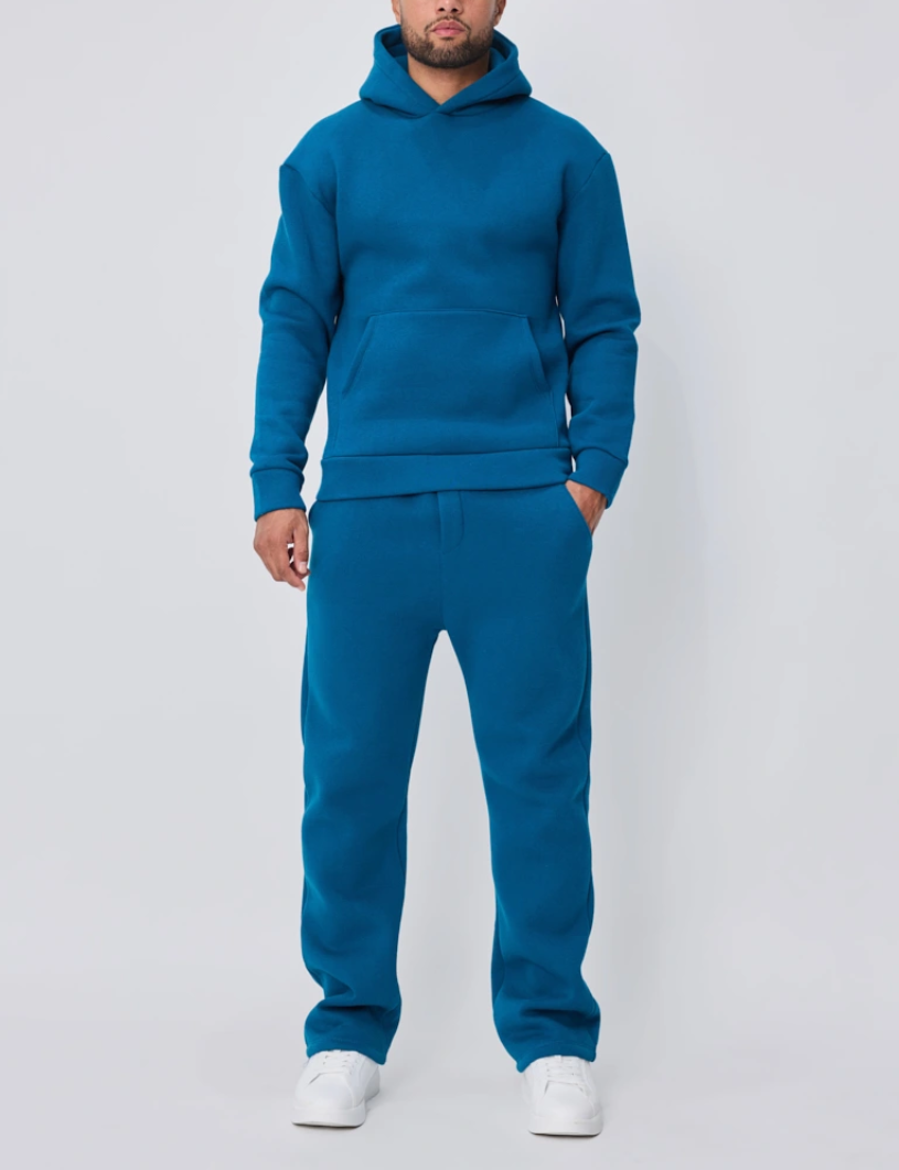 Ensemble homme, survêtement uni avec capuche et poche latérale